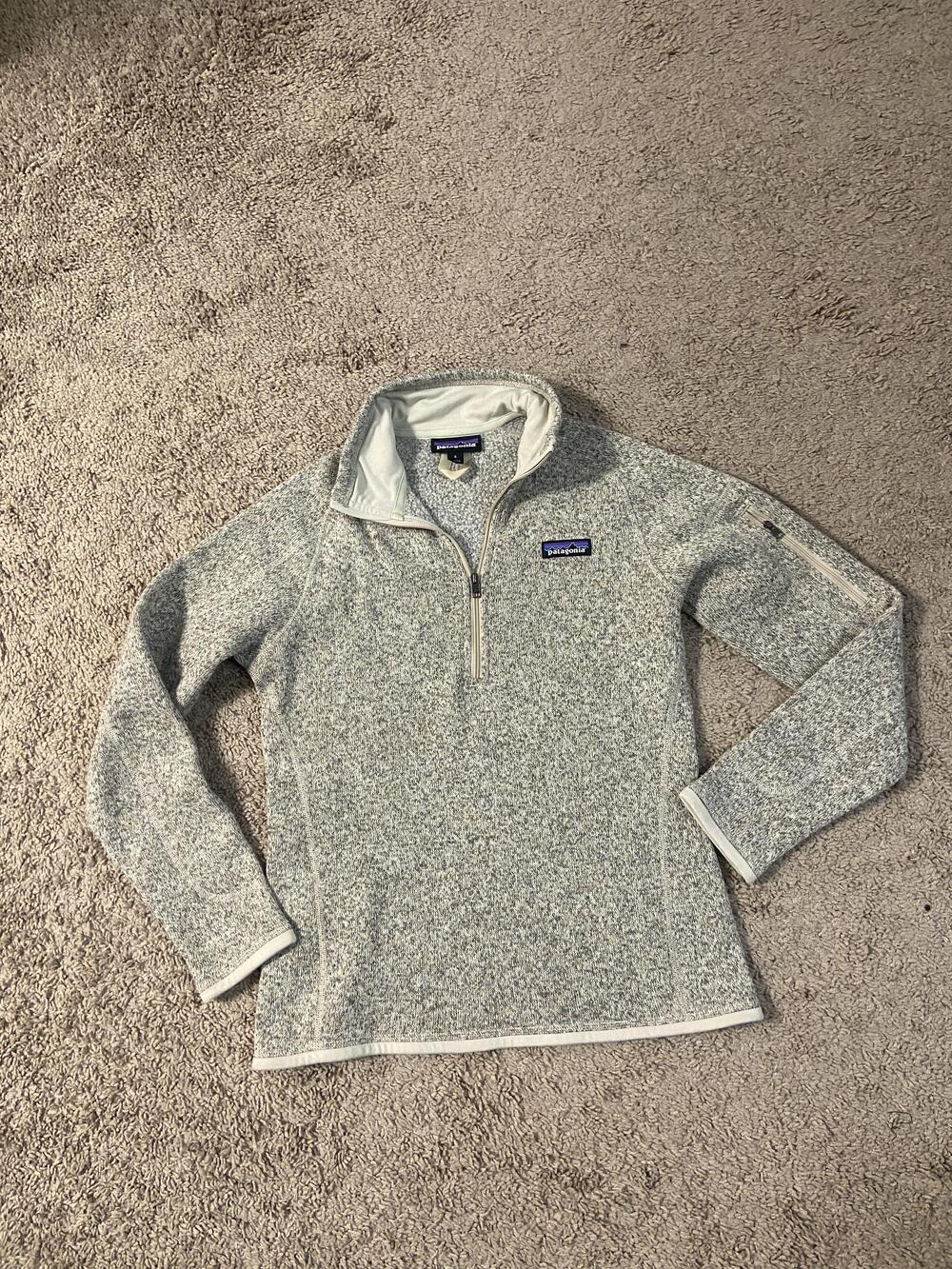 Patagonia Sweater Womens Small Gray Heather Better Sweater 1/4 Zip Pullover